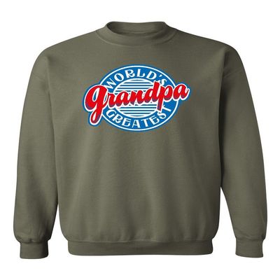 P&B World's Greatest Grandpa Funny Crewneck Sweatshirt, XL, Military