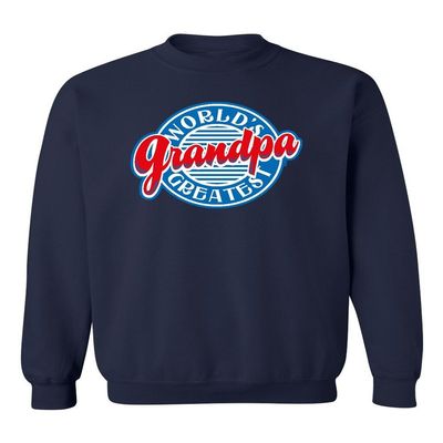 P&B World's Greatest Grandpa Funny Crewneck Sweatshirt, M, Navy