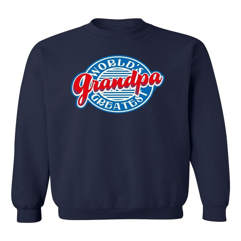 P&B World's Greatest Grandpa Funny Crewneck Sweatshirt, M, Navy