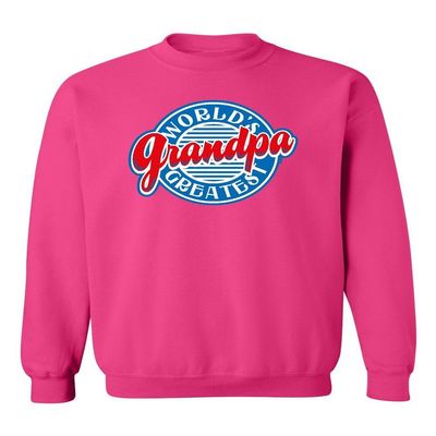 P&B World's Greatest Grandpa Funny Crewneck Sweatshirt, 3XL, Pink