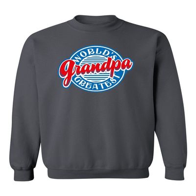 P&B World's Greatest Grandpa Funny Crewneck Sweatshirt, M, Charcoal