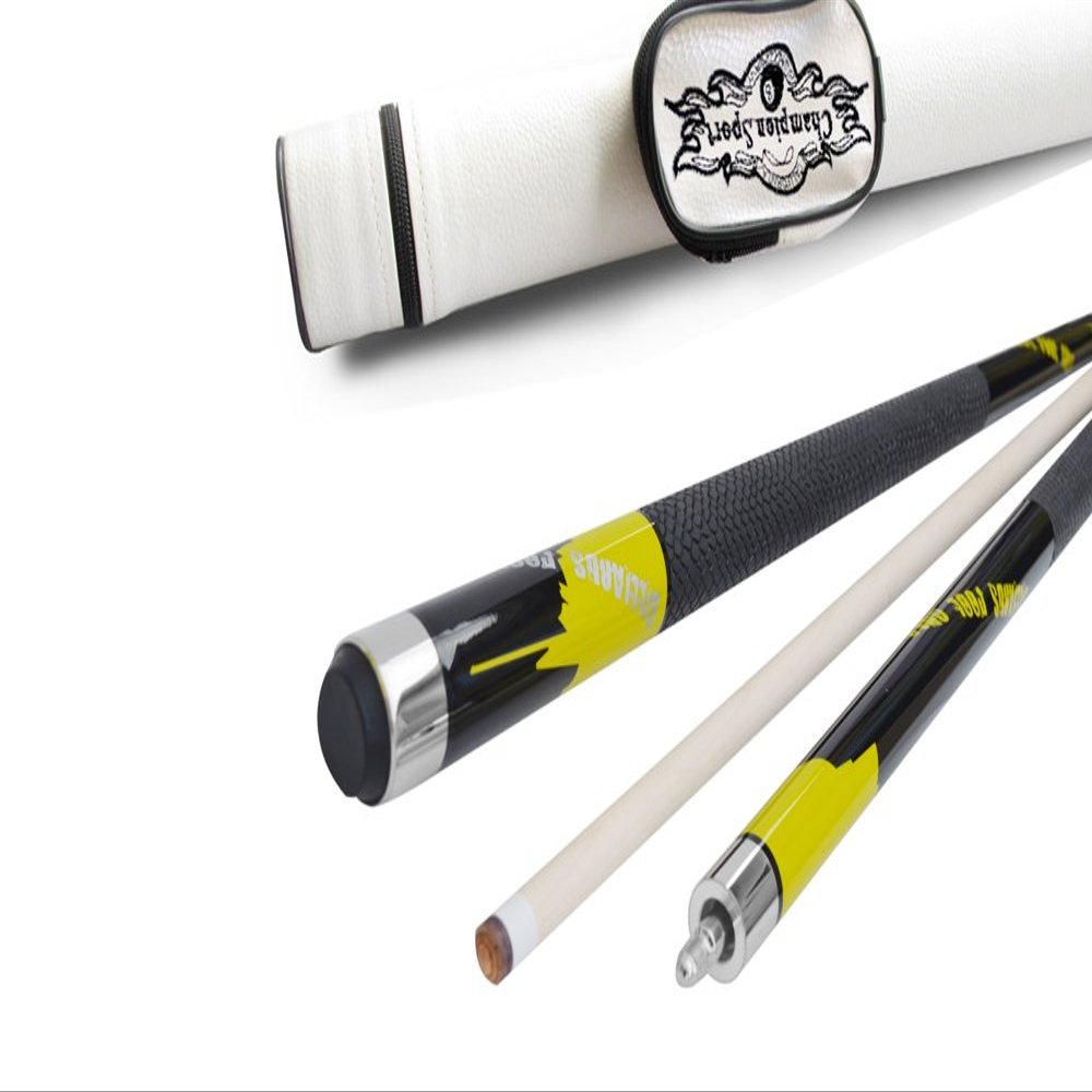 Champion Spider Golden Billiards Maple Pool Cue Stick 19 oz, White Pool Cue Case, Champion Glove