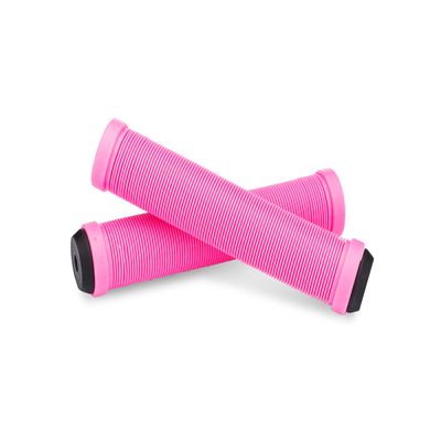25NINE Ronin Grip Without Flange - Flangeless BMX Bike and Scooter Handlebar Grips with End Plugs - Bright Pink