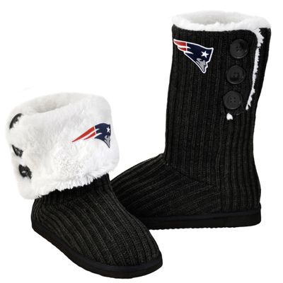 FOCO New England Patriots Knit High End Button Boot Slipper Medium
