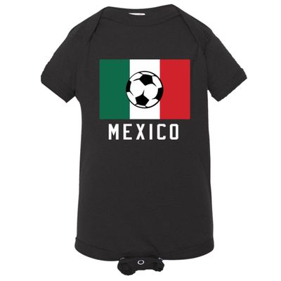 Baby Mexico Mexican Soccer Flag 2018 Copa Cup HQ Jumpsuit-Blk-12M