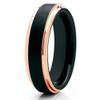 6mm Tungsten Carbide Wedding Ring Black Brushed Finish Rose Gold Stepped Edge Unisex Band 7.5 view 1
