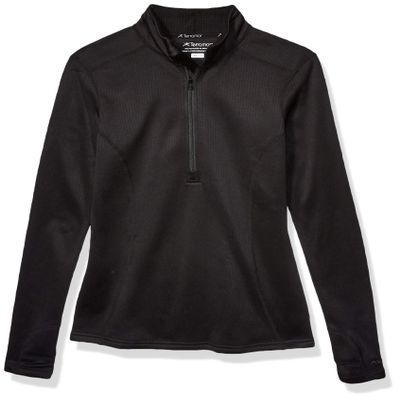 Terramar Vertex Expedition Weight Long Half Zip Tops, Black, X-Large/(16)
