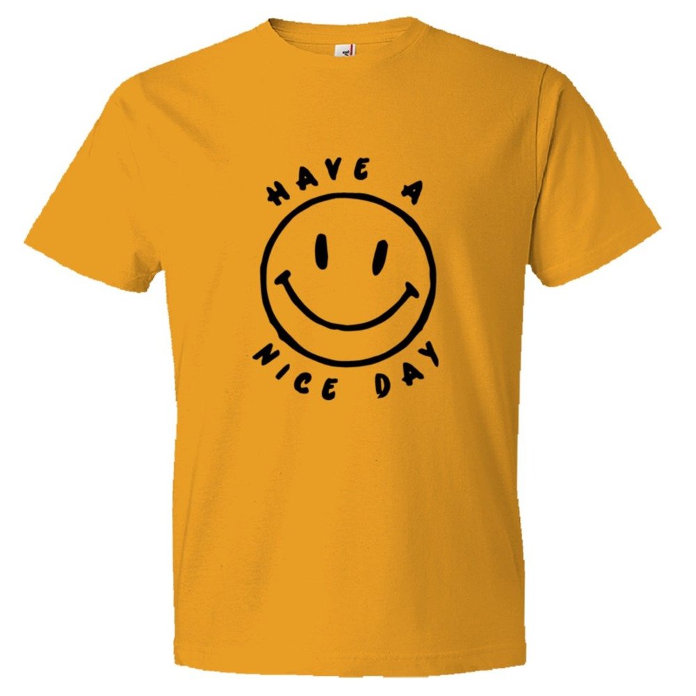 Mens Classic Original Have a Nice Day Smile Face HQ Tee-Gold-XXL