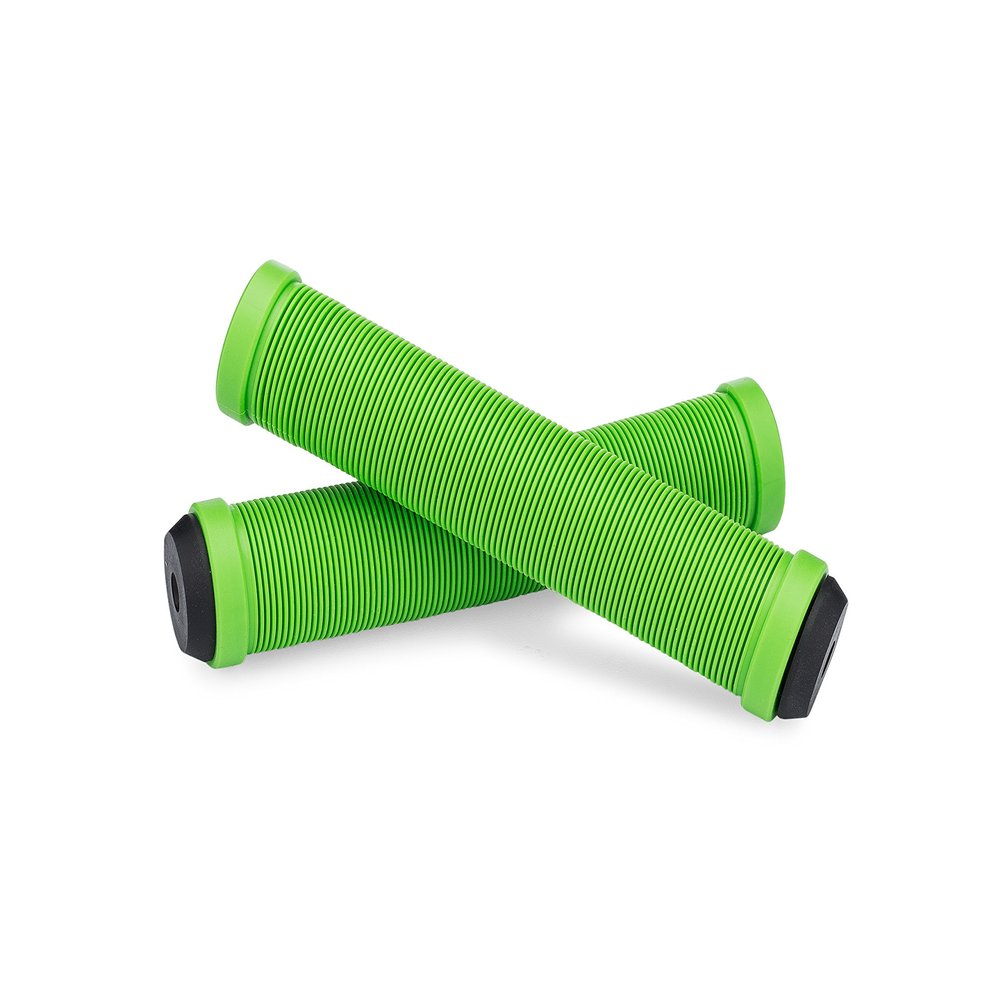 25NINE Ronin Grip Without Flange - Flangeless BMX Bike and Scooter Handlebar Grips with End Plugs - Green