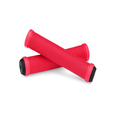 25NINE Ronin Grip Without Flange - Flangeless BMX Bike and Scooter Handlebar Grips with End Plugs - Red