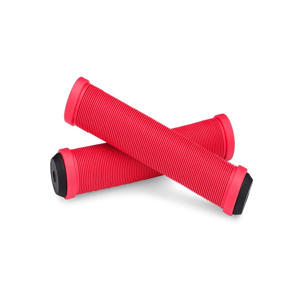25NINE Ronin Grip Without Flange - Flangeless BMX Bike and Scooter Handlebar Grips with End Plugs - Red