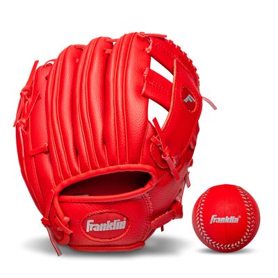 Franklin Sports 9.5" RTP Performance Teeball Glove and Ball Combo Red - Right Handed Thrower