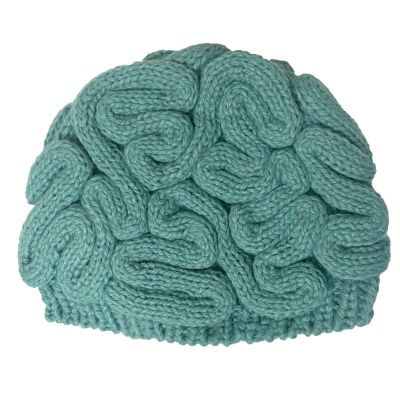 BIBITIME Unisex Handmade Knitted Brain Beanie Cap Halloween Hat Anniversary Mother's Day (Made to fit Average Adult, Peacock Blue)