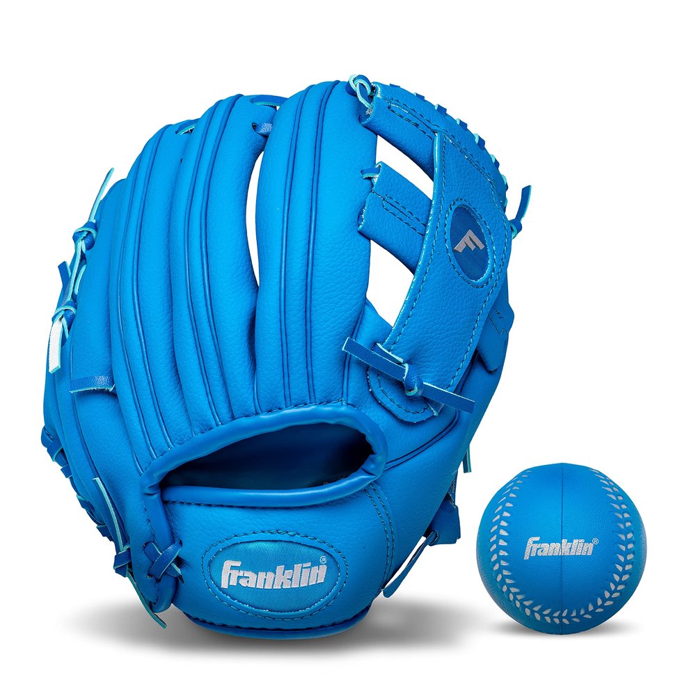 Franklin Sports 9.5" RTP Performance Teeball Glove and Ball Combo Royal - Right Handed Thrower
