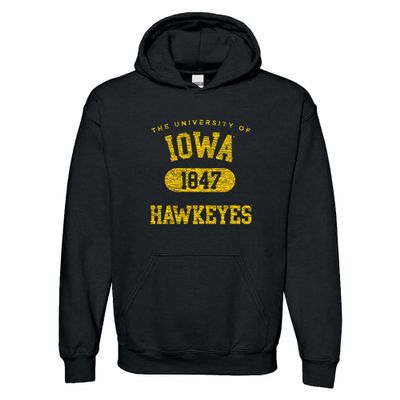UGP Campus Apparel - AH20 - Iowa Hawkeyes Athletic Arch Hoodie - Large - Black