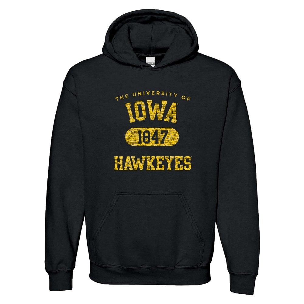 UGP Campus Apparel - AH20 - Iowa Hawkeyes Athletic Arch Hoodie - Large - Black