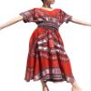 RaanPahMuang Strong Afrikan Mother Earth Dashiki Dress V Collar Smock Waist Colours, Medium, Brick Red view 1