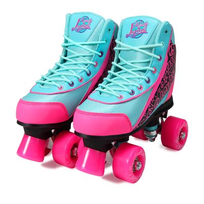 Kandy-Luscious Kids Roller Skates for Girls and Boys - Durable, Comfortable Children's Outdoor Roller Skates with Ankle Support & Fun Colorful Designs | Summer Days Teal and Pink | Size 12 Junior