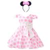 DreamHigh Girls Toddlers Polka Dot Skirt Cap Sleeves Flowers Girl Vintage Bow Dress with Headband Pink 2T view 1