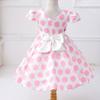 DreamHigh Girls Toddlers Polka Dot Skirt Cap Sleeves Flowers Girl Vintage Bow Dress with Headband Pink 2T view 2