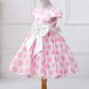 DreamHigh Girls Toddlers Polka Dot Skirt Cap Sleeves Flowers Girl Vintage Bow Dress with Headband Pink 2T view 3