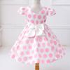 DreamHigh Girls Toddlers Polka Dot Skirt Cap Sleeves Flowers Girl Vintage Bow Dress with Headband Pink 2T view 4