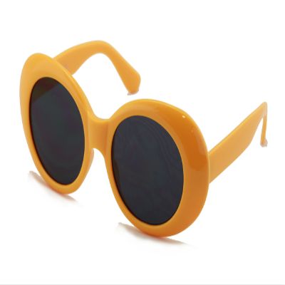 V.W.E. Vintage Sunglasses UV400 Bold Retro Oval Mod Thick Frame Sunglasses Clout Goggles with Dark Round Lens (Canary Yellow)