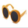 V.W.E. Vintage Sunglasses UV400 Bold Retro Oval Mod Thick Frame Sunglasses Clout Goggles with Dark Round Lens (Canary Yellow) view 1