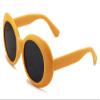 V.W.E. Vintage Sunglasses UV400 Bold Retro Oval Mod Thick Frame Sunglasses Clout Goggles with Dark Round Lens (Canary Yellow) view 2