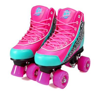 Kandy-Luscious Kids Roller Skates for Girls and Boys - Durable, Comfortable Children's Outdoor Roller Skates with Ankle Support & Fun Colorful Designs | Sassy Pink and Turquoise | Size 3
