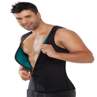 Ausom Mens Workout Reversible Wearable Sudatory Fat- Burning Pure Color Corset Vest with Zipper in Front