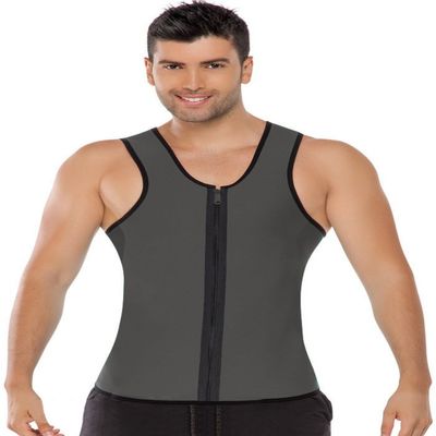 Ausom Mens Workout Reversible Wearable Sudatory Fat- Burning Pure Color Corset Vest with Zipper in Front