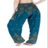 Lannaclothesdesign Harem Pants Women High Waist Bohemian Yoga Pants with Pockets - Boho Hippie Clothes (XL, Teal Peacock Flower) view 2
