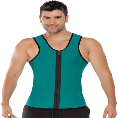 Ausom Mens Workout Reversible Wearable Sudatory Fat- Burning Pure Color Corset Vest with Zipper in Front