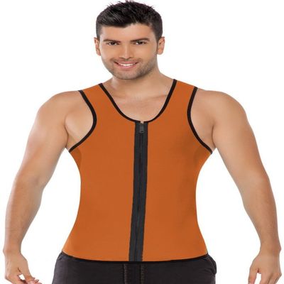 Ausom Mens Workout Reversible Wearable Sudatory Fat- Burning Pure Color Corset Vest with Zipper in Front