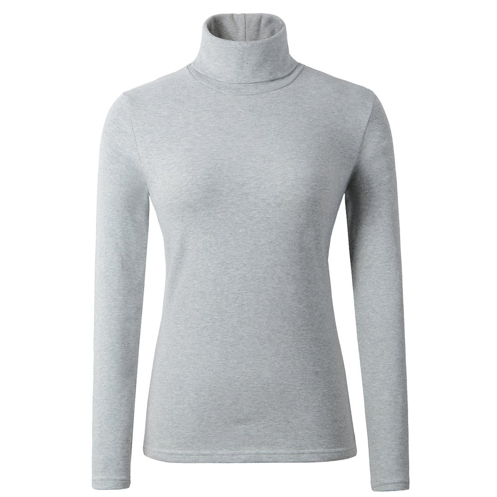 HieasyFit Women's Cotton Turtleneck Underscrub Knit Pullover Top LightGray XXL
