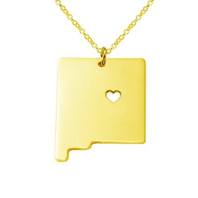 18K Gold Silver Country Map Charm Pendant New Mexico State Map Necklace Jewelry (Gold)