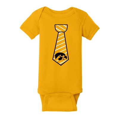 UGP Campus Apparel YC24 - Iowa Hawkeyes Necktie Infant Creeper Bodysuit - 18 Month - Gold