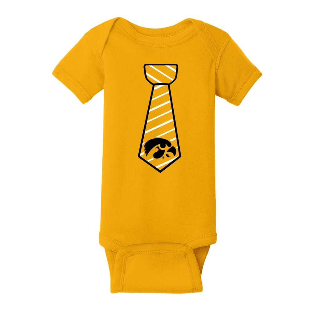 UGP Campus Apparel YC24 - Iowa Hawkeyes Necktie Infant Creeper Bodysuit - 18 Month - Gold