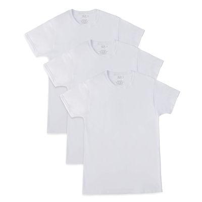 Fruit of the Loom mens 3-pack Breathable Crew T-shirt Underwear, Regular - White, Small US