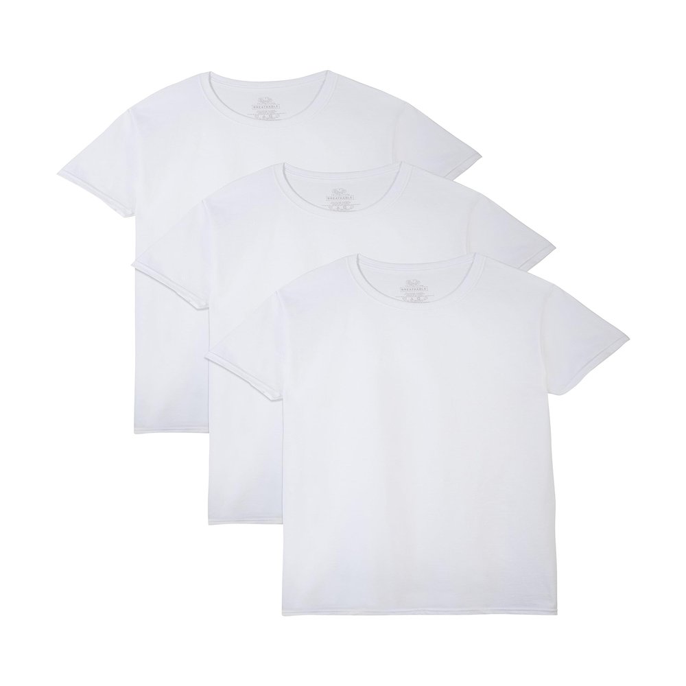 Fruit of the Loom Men's 3-Pack Breathable Crew T-Shirt, White Ice - Tall Sizes, 2X-Large