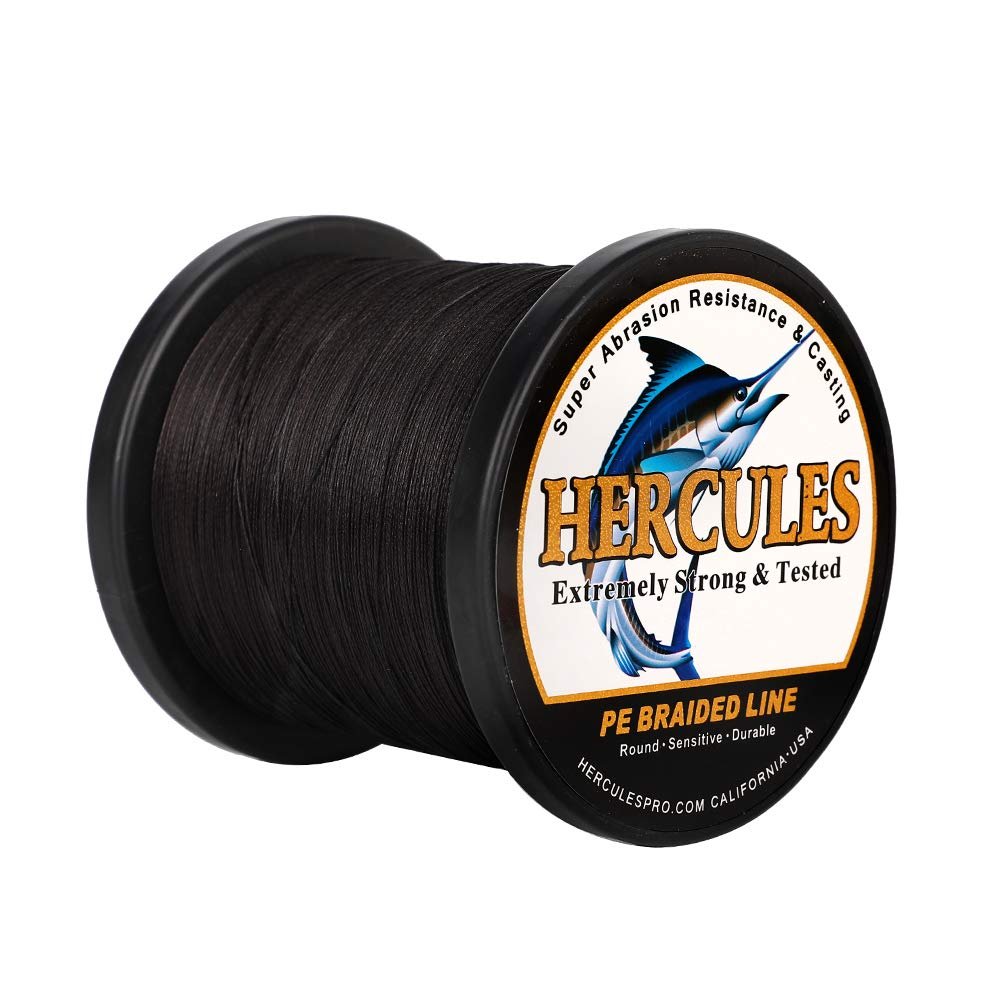 HERCULES Super Strong 1000M 1094 Yards Braided Fishing Line 60 LB Test for Saltwater Freshwater PE Braid Fish Lines 4 Strands - Black, 60LB (27.2KG), 0.40MM