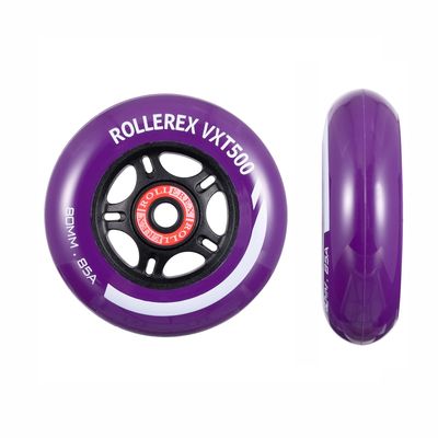 Rollerex VXT500 Inline Skate Wheels  2-Pack (Optional Bearings, Spacers and Washers) - Durable Replacement Roller Blade Wheels for Indoor & Outdoor Skating (Royal Purple, 80mm)