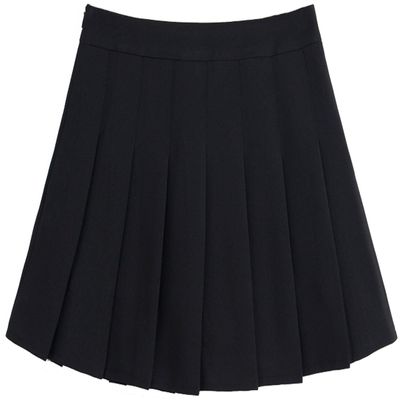 chouyatou Women's Simple High Waist All Around Pleated A-Line Skirt (Medium, Black)