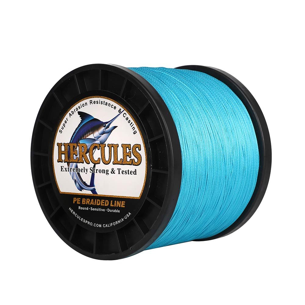 HERCULES Super Cast 1000M 1094 Yards Braided Fishing Line 200 LB Test for Saltwater Freshwater PE Braid Fish Lines Superline 8 Strands - Blue, 200LB (90.7KG), 0.75MM