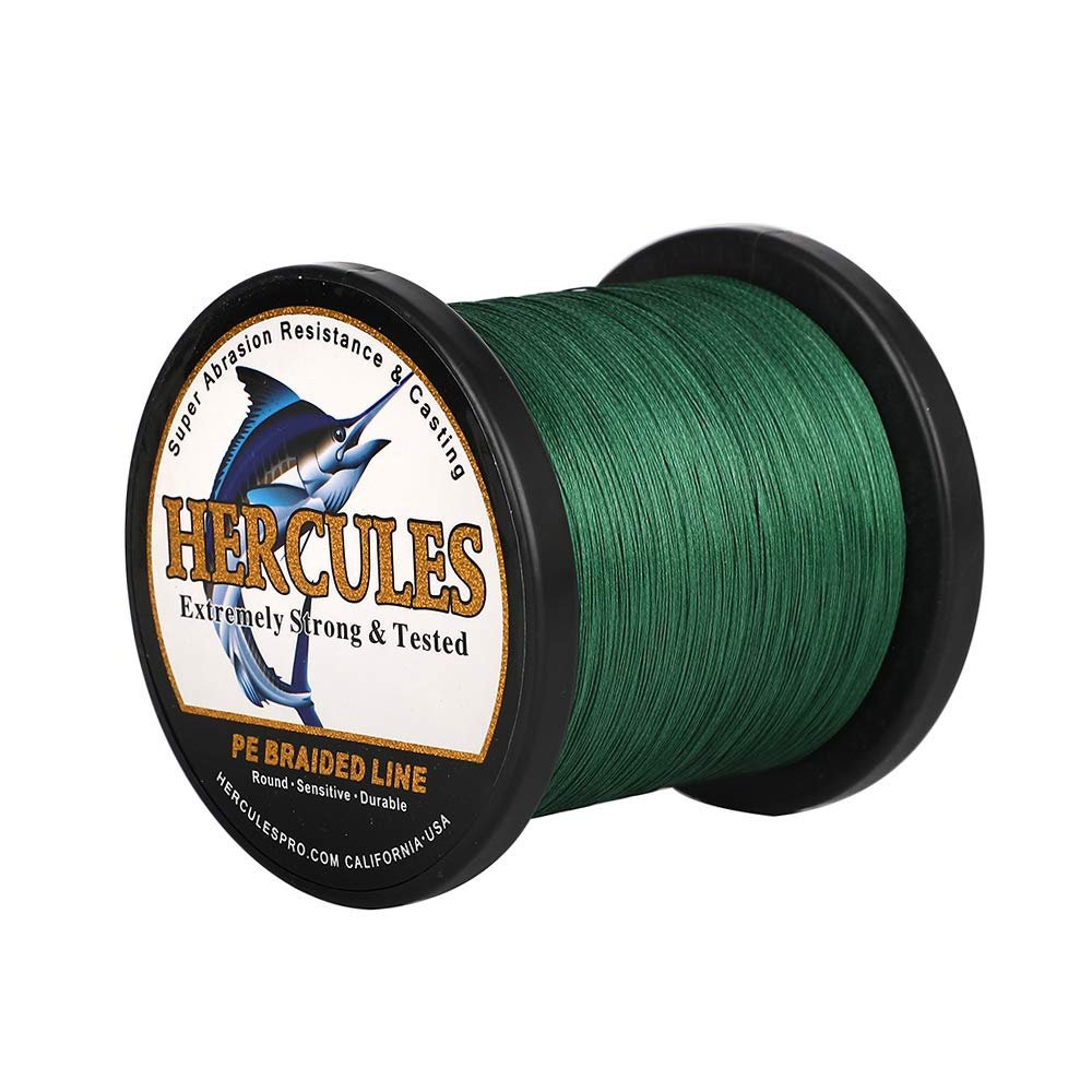 HERCULES Super Cast 1000M 1094 Yards Braided Fishing Line 80 LB Test for Saltwater Freshwater PE Braid Fish Lines Superline 8 Strands - Green, 80LB (36.3KG), 0.48MM