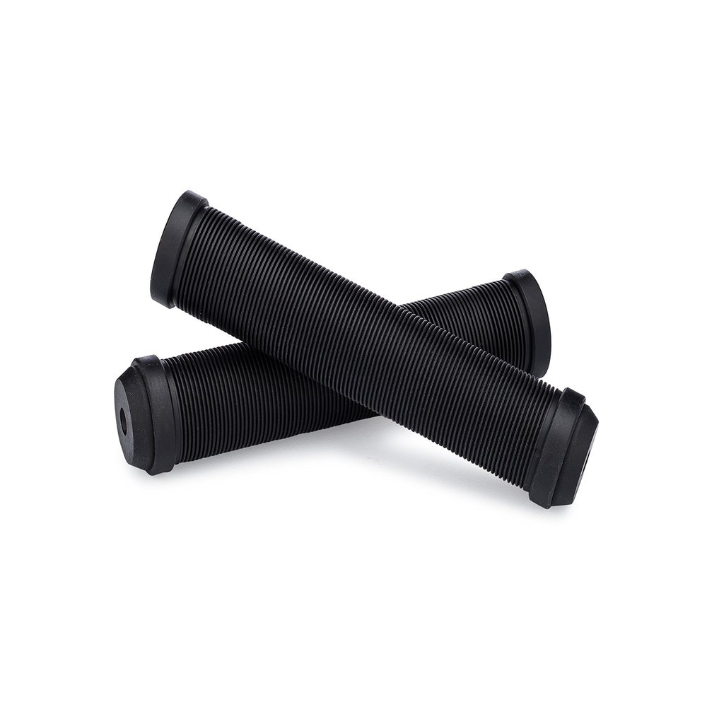 25NINE Ronin Grip Without Flange - Flangeless BMX Bike and Scooter Handlebar Grips with End Plugs - Black