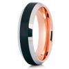 6mm Rose Gold Tungsten Carbide Wedding Ring Black Brushed Finish Silver Polished Edge Unisex Band 10.5 view 1