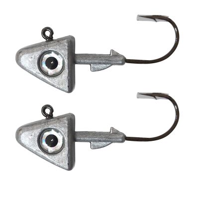 Qty 2 Fish WOW! 8oz Shad Jig Head 32786 MUSTAD Hook 2X Strong 10/0 Black Nickel Hooks Jigheads - Unpainted