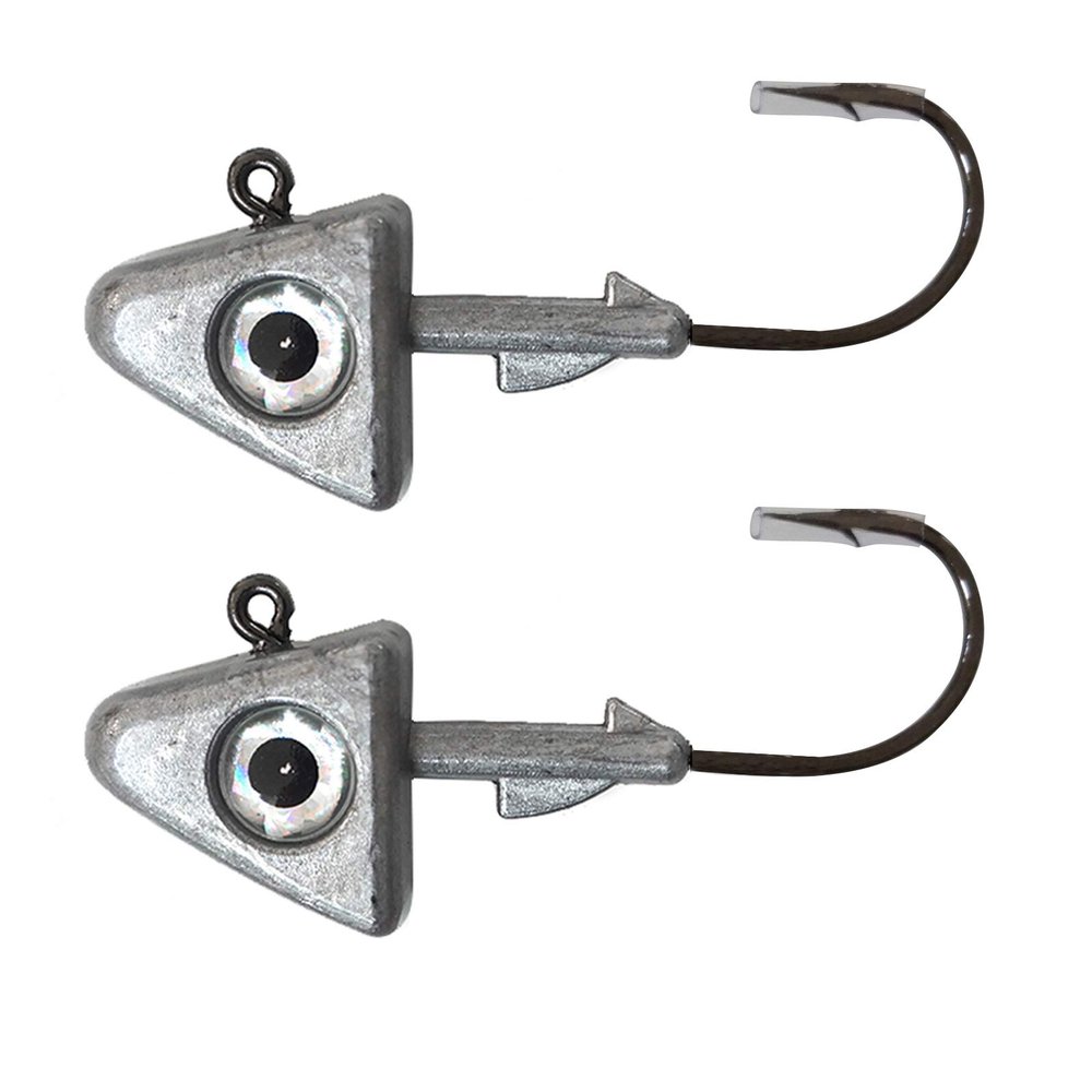 Qty 2 Fish WOW! 8oz Shad Jig Head 32786 MUSTAD Hook 2X Strong 10/0 Black Nickel Hooks Jigheads - Unpainted